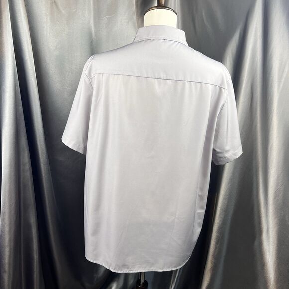 Royaura Hawaiian Bowling Shirt Gray Bamboo Print Casual Short Sleeve Button Down - Picture 5 of 14